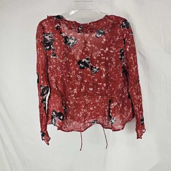 IRO Venecia Top M 38 Women's Casual Summer Printed Long Sleeves Ruffle Size 6 - Picture 9 of 9